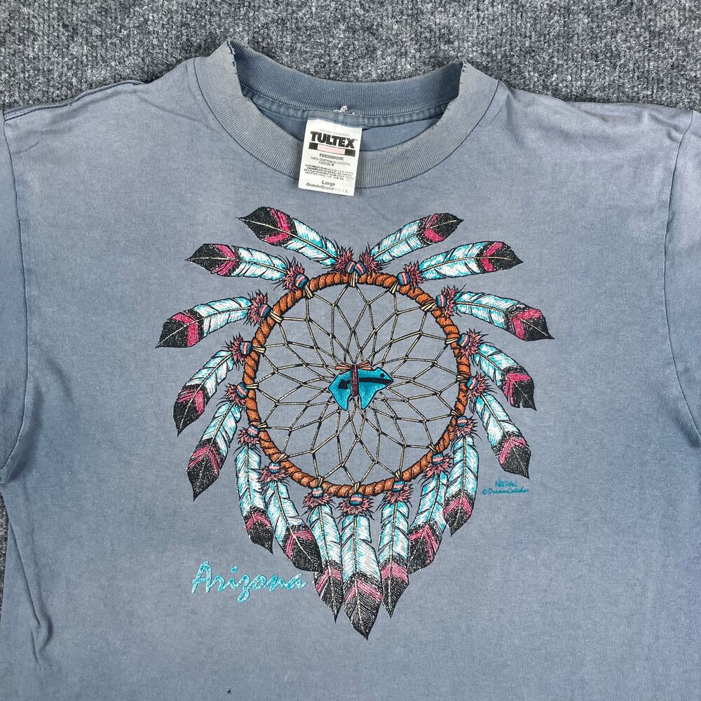 Tultex T-Shirt Mens L Blue Arizona Dreamcatcher Graphic Southwest Distressed